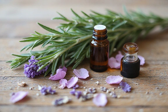 Various natural ingredients like herbs and essential oils