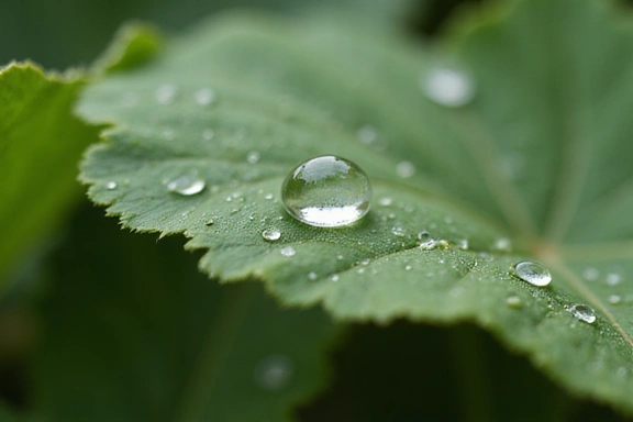 Elegant image symbolizing nature and purity, like a single dewdrop on a leaf or delicate flower petals